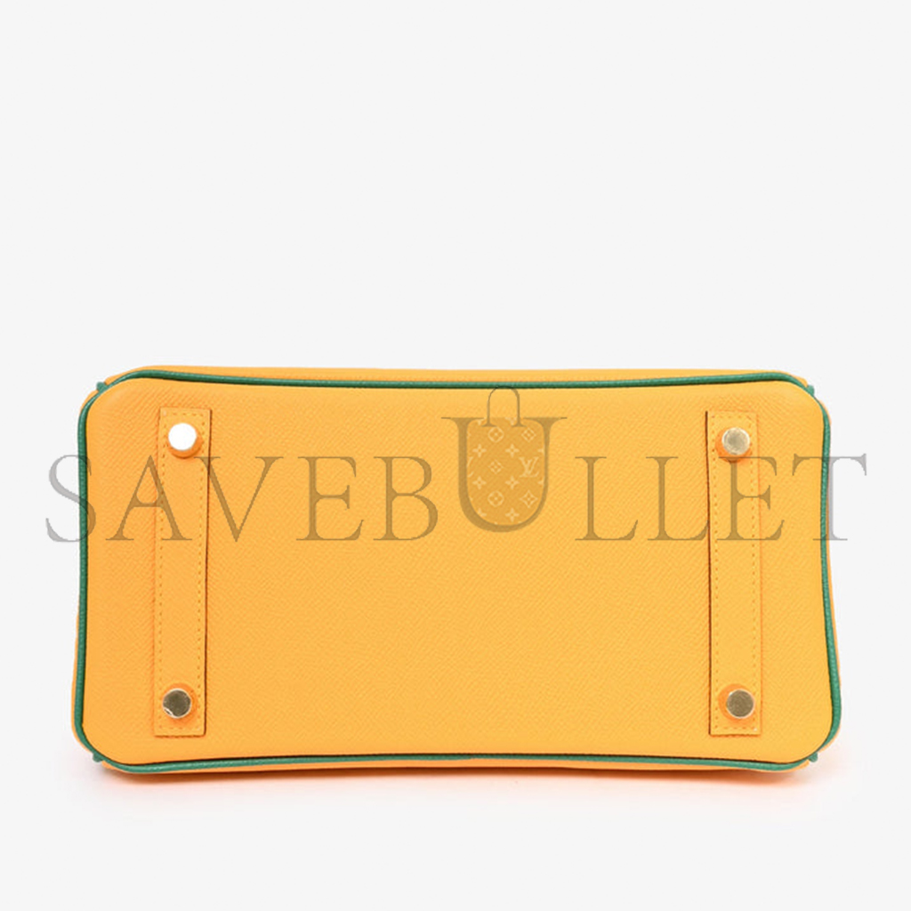 H**mes birkin 30 togo leather sun yellow and peacock green with gold buckle bag h028365cc30 (30*23*15cm)